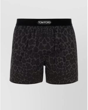 Tom Ford Elasticated Waistband Printed Satin Boxer - Black