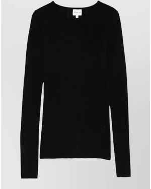 Herskind Wool Crew Neck Sweater Perforated Sheer - Black