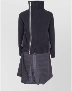 Sacai Wool Single Breasted Coat - Blue