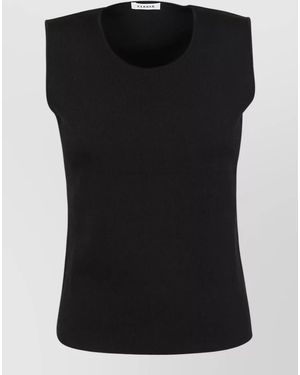 P.A.R.O.S.H. Sleeveless Crew Neck Knitted Top - Black