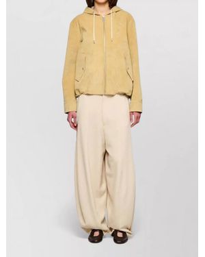 OOF WEAR Laminated Velvet Parka Hood Long Sleeves - Natural