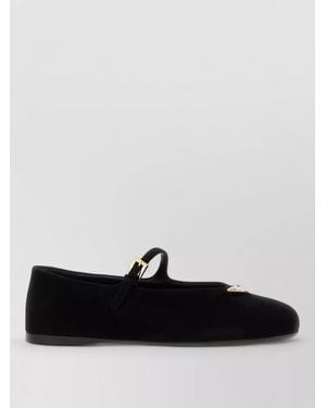 Prada Suede Mary Jane Ballerinas Flat Sole - Black