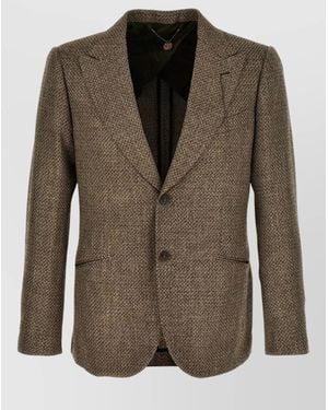 Maurizio Miri Single-Breasted Herringbone Blazer - Green