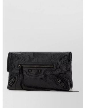 Balenciaga Leather Le City Clutch Bag Strap - Black