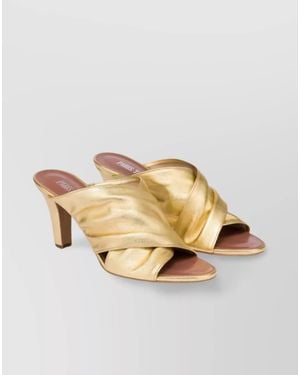 Paris Texas Leather Mule Sandals - Metallic