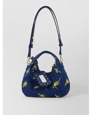 Ganni Hobo Mini Cotton Shoulder Bag - Blue