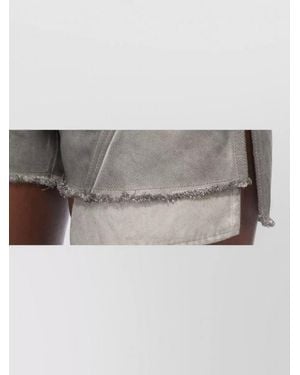 Rick Owens Lana Mid Rise Raw Hem Denim Shorts - Grey