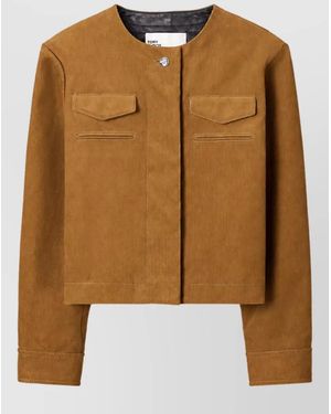 Tory Burch Corduroy Cropped Jacket - Brown