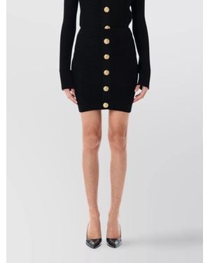 Balmain Mini Jupe À Boutons Dorés - Black