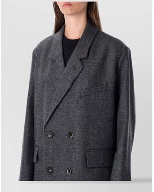 Soeur Double Breasted Coat Flap Pockets - Gray