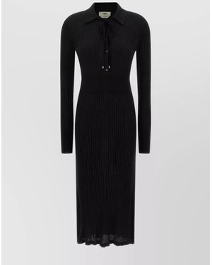 fendi fitted dress Fendi Fitted high collar sleeveless dress with geometric pattern