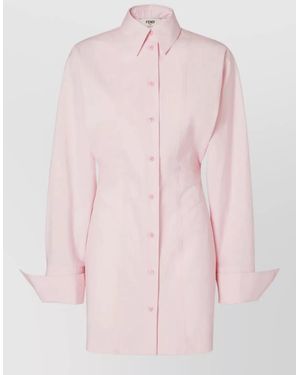 Fendi Cotton Shirt Dress - Pink