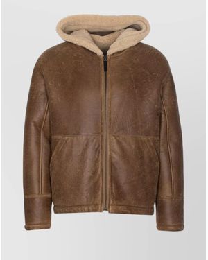 Yves Salomon Hooded Jacket With Side Pockets - Brown