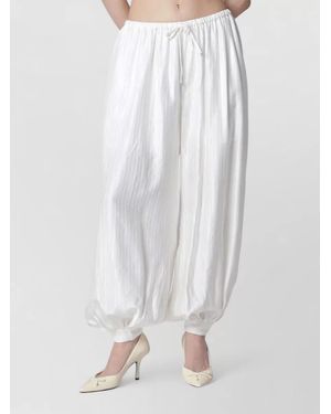 ROTATE BIRGER CHRISTENSEN Pleated Texture Trousers Ankle Cuffs Design - White