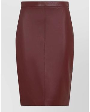 Saint Laurent High Waist Midi Skirt Knee Length Seams - Red