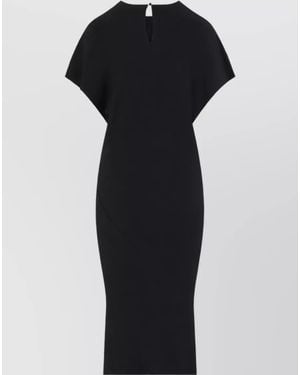 Co. Draped Asymmetric Gathered Jersey Midi Dress - Black