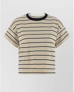 Brunello Cucinelli Shiny Trims T-Shirt - Natural