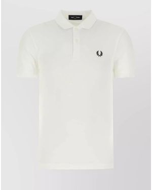 Fred Perry Piquet Polo Shirt Collar Sleeves - White