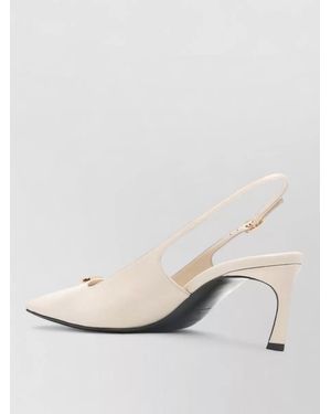 Sergio Rossi High Heel Court Shoes Pointed Toe Slingback Strap - Natural
