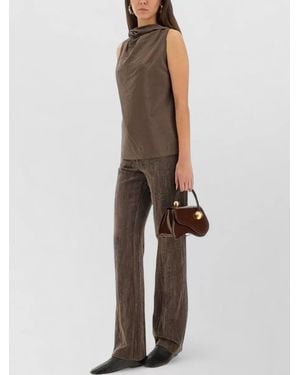 Alysi Velvet Crinkle Slim Trousers Wide Leg - Multicolour