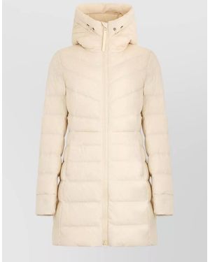 Canada Goose Hooded Long Padded Coat Quilted Design - Natural