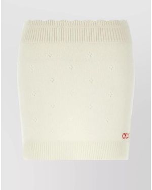 Chloé Cashmere Wool Openwork Mini Skirt - Natural