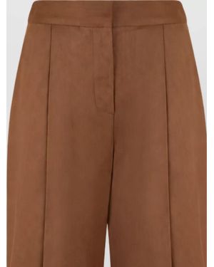 Elisabetta Franchi High-Rise Pleated Wide-Leg Trousers - Brown