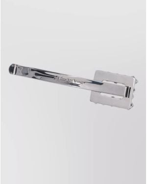Roger Vivier Rectangular Metal Brooch Rhinestone Detail Pin - Grey