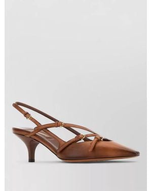 Miu Miu Leather Pumps Pointed Toe Kitten Heel Slingback - Brown