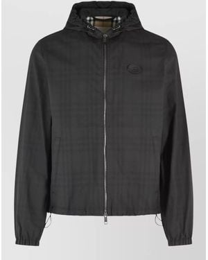 Burberry Newport Hooded Cotton Plaid Down Jacket - Black