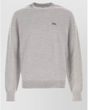 Loewe Wool Blend Jumper Ribbed Cuffs Hem - Grey