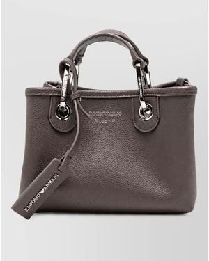 Emporio Armani Pebbled Logo Print Shoulder Bag - Brown