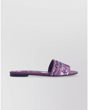 Dolce & Gabbana Embroidered Slides - Purple