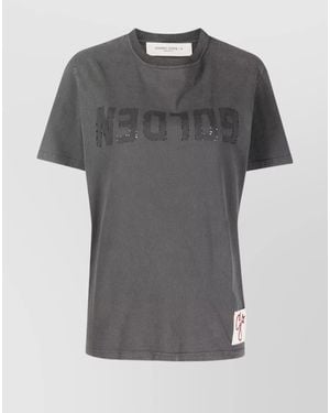 Golden Goose Crew Neck Graphic Print Top - Grey