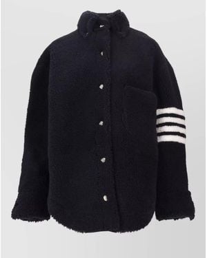 Thom Browne Oversized Shearling Shirt Jacket Four Bar - Blue