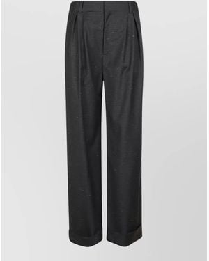 Loulou de Saison High Waist Tailored Pleated Cuffed Pants - Gray