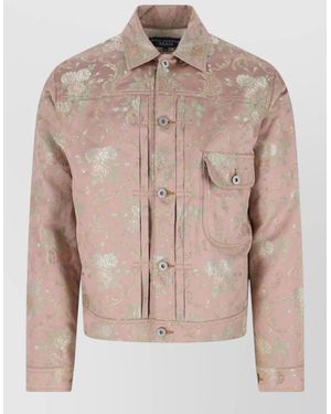 Junya Watanabe Long Sleeve Collared Coat Floral Pattern Pocket - Natural