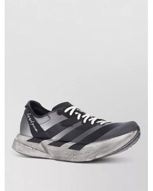 Y-3 Lace Up Low Trainers Round Toe Rubber Sole - Grey