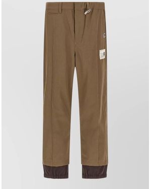 Maison Mihara Yasuhiro Layered Wool Gabardine Trousers Contrast Cuffs - Natural