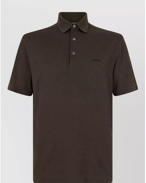ZEGNA Cotton Short-Sleeve Polo Shirt - Black