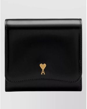 Ami Paris Compact Wallet Featuring Tone Hardware - Black