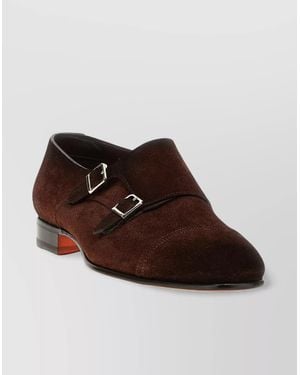 Santoni 'Alex' Double Buckle Lace-Up Shoes - Brown