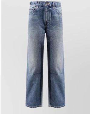 Celine Straight Leg Trousers Belt Loops Five Pocket - Blue