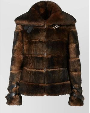 Fendi Shearling Aviator Jacket - Brown
