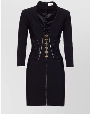 Elisabetta Franchi Structured Mini Dress Corset Detailing - Blue