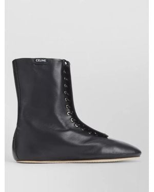 Celine Ballet Lace Up Lambskin High Boots - Black