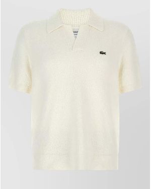 Lacoste Textured Knit Polo Shirt Short Sleeves - Natural