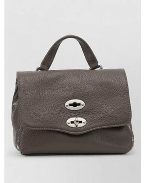 Zanellato Shoulder Bag Top Handle Metal Hardware - Gray