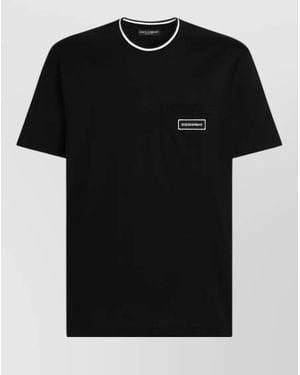 Dolce & Gabbana Cotton T Shirt Contrast Trim Crew Neck - Black