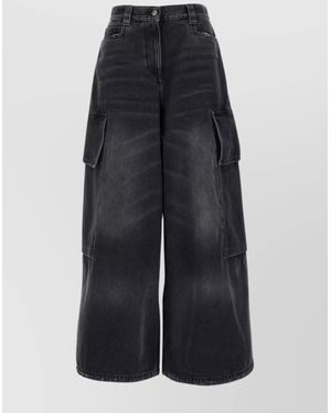 Palm Angels Denim Wide-Leg Trousers - Blue